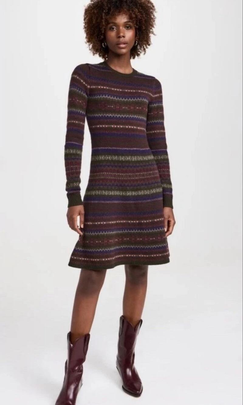Polo Ralph Lauren Nordic Fair Isle Knit Sweater Dress M (new read narrative)